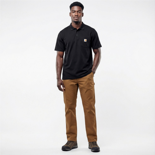 Carhartt Mens Loose Fit Midweight Short Sleeve Pocket Polo Shirt Carbon Heather
