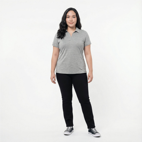 Antigua Womens Layout V-neck Polo Shirt Dark Royal Heather