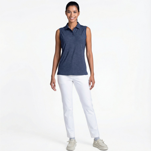 Antigua Womens Recap Sleeveless Polo Shirt Navy Heather