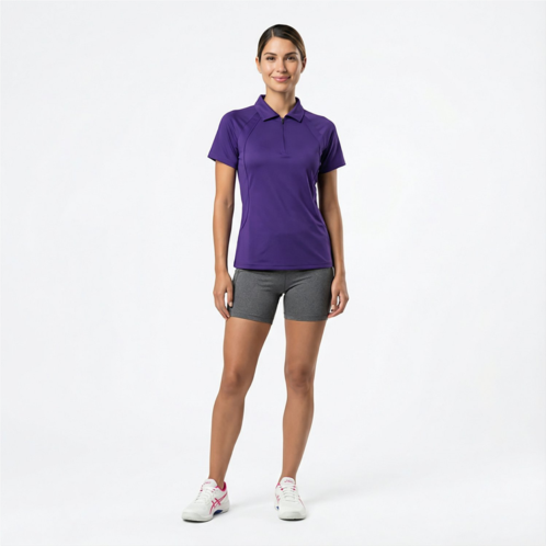BCG Womens Tennis Piped Zip Polo Shirt Beach Glass