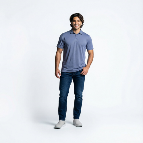 Antigua Mens Rings Polo Shirt White/Navy