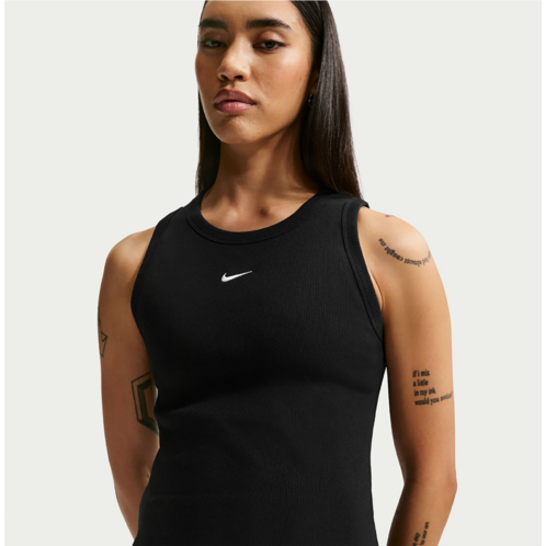 Nike Womens Nike Sportswear Rib Tight Tank Top Black/(White)