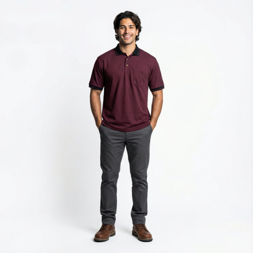 Red Kap Mens Performance Knit Twill Work Polo Shirt Navy/Medium Blue