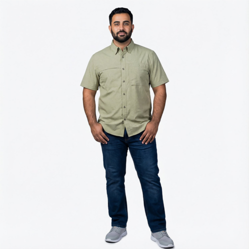 Magellan Outdoors Mens Hickory Canyon Ventilation Short Sleeve Shirt Deep Lichen Green