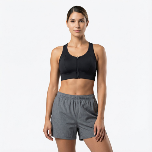 BCG Womens High Support Front Zip Sports Bra Caviar