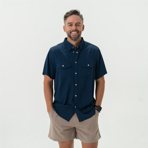 BURLEBO Mens Performance Western Shirt Navy