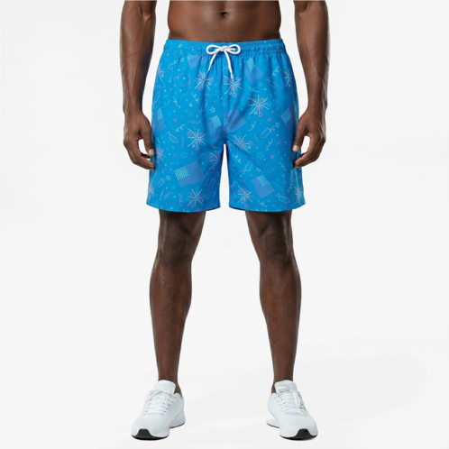 Magellan Outdoors Mens Americana Print Shorts 7 in Bright Blue 05