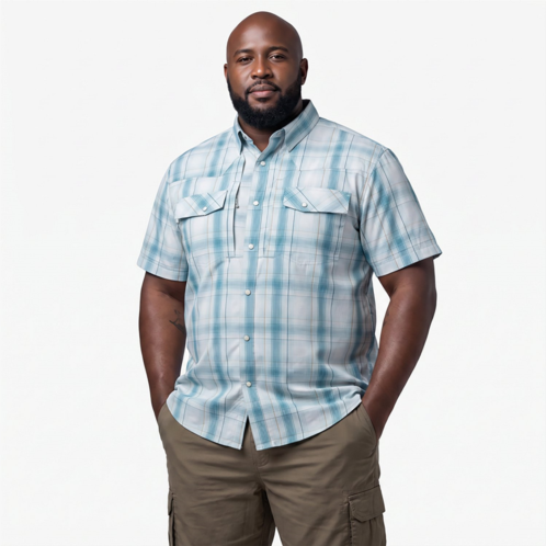 Magellan Outdoors Magellan Mens Pecos River Plaid Short Sleeve Shirt Beige Dark 02