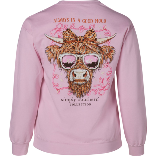 Simply Southern Womens Mood Highland Cow Crew