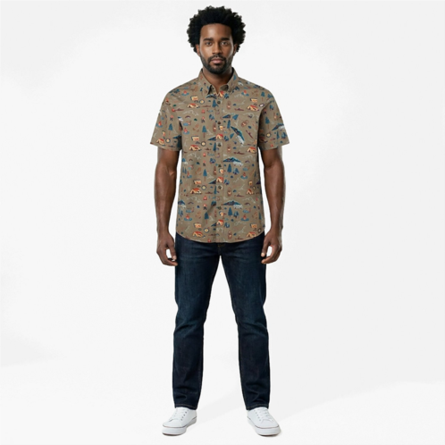 Magellan Outdoors Mens Summerville Print Short Sleeve Shirt White 05