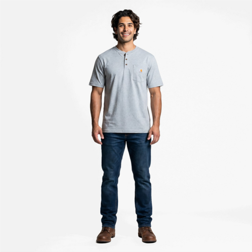 Carhartt Mens Workwear Short Sleeve Henley Hgy-Heather Gray