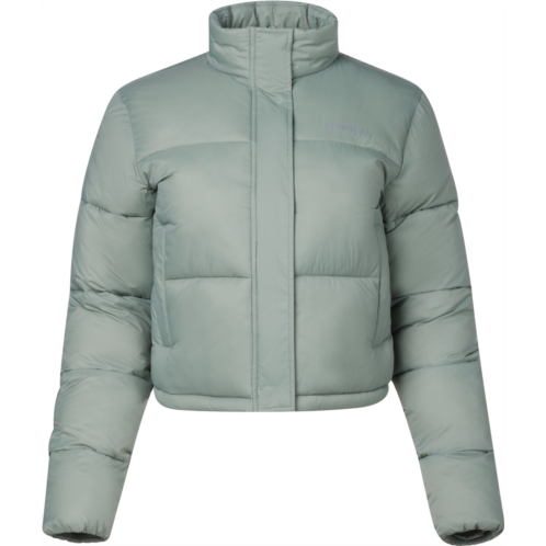 Magellan Outdoors Womens Lost Pines Non-Shiny Crop Puffer Jacket Light Green 03