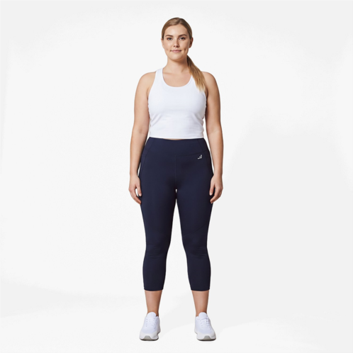BCG Womens Plus Mid Rise Color Block Crop Leggings Caviar / Caviar