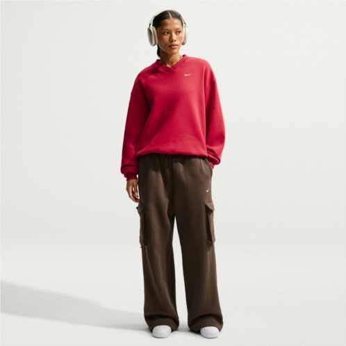 Nike Womens Sportswear Phoenix Fleece Mid-Rise Oversized Cargo Pants Light Beige 01