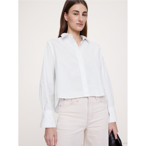 Bananarepublic Cropped Cotton Polin Shirt with Elbow Patches