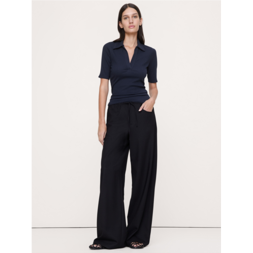 Bananarepublic Ribbed Elbow-Sleeve Polo