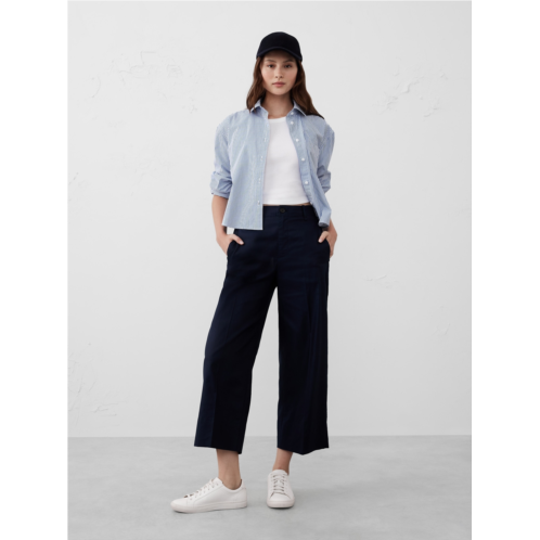 bananarepublic Twill Wide-Leg Cropped Pant