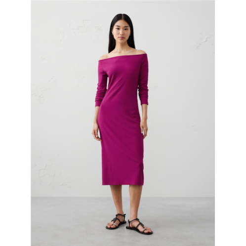 bananarepublic Off-The Shoulder Ribbed Midi Dress
