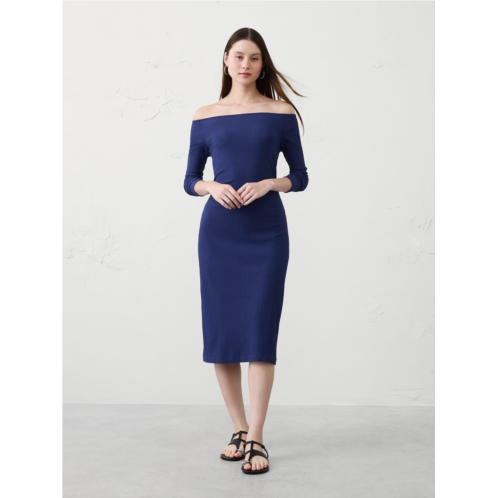 bananarepublic Off-The Shoulder Ribbed Midi Dress