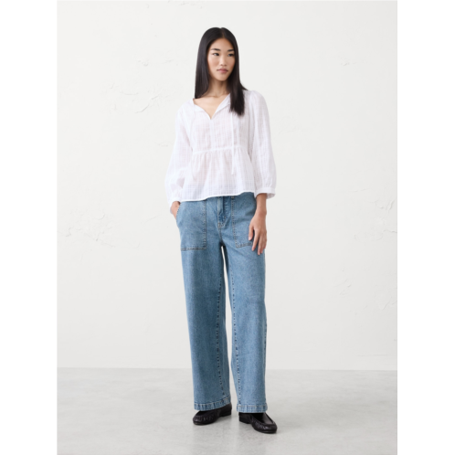 bananarepublic Wide-Leg High-Rise Utility Jean
