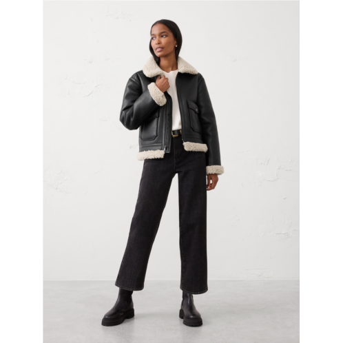 bananarepublic Faux Shearling Vegan Leather Bomber Jacket