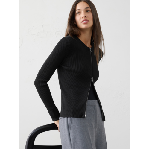 bananarepublic Double Zipper Ribbed Cardigan
