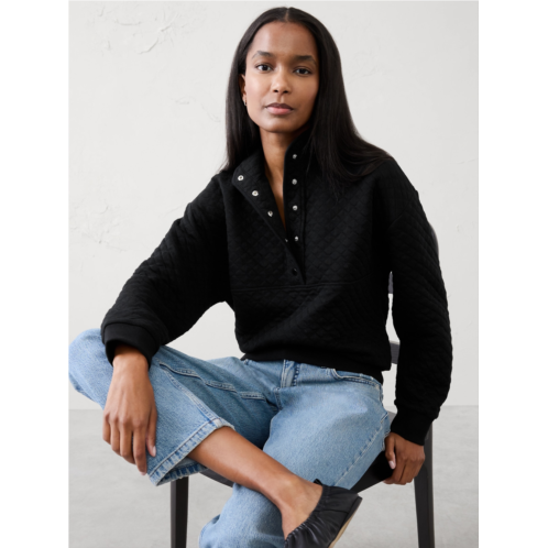 bananarepublic Snap-Collar Quilted Sweatshirt