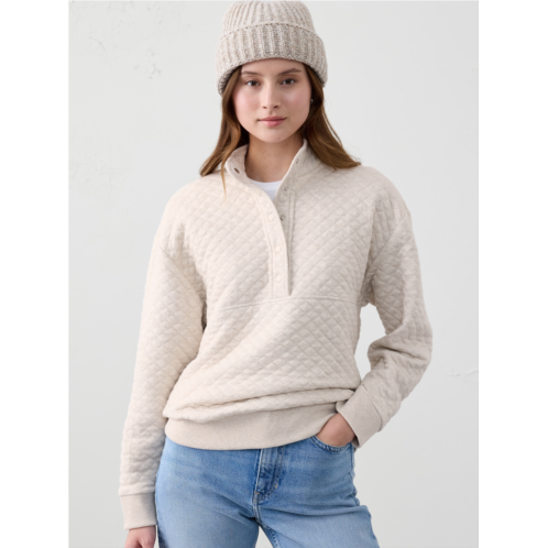 bananarepublic Snap-Collar Quilted Sweatshirt