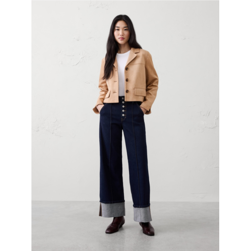 bananarepublic High-Rise Wide-Leg Pintuck Cuffed Jean