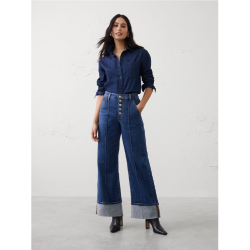 bananarepublic High-Rise Wide-Leg Pintuck Cuffed Jean