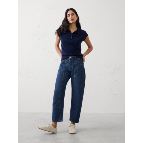 bananarepublic Mid-Rise Barrel-Leg Patchwork Jean