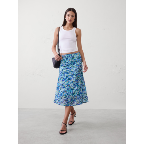 bananarepublic Mesh Shirred-Waist Midi Skirt