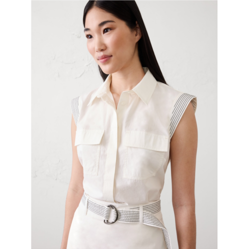 bananarepublic Trapunto Cap-Sleeve Shirt