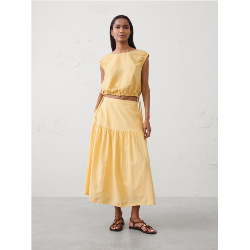 bananarepublic Linen-Blend Tiered Midi Skirt