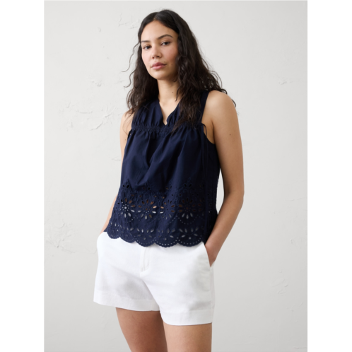 bananarepublic Poplin Cinched-Ties Eyelet Top