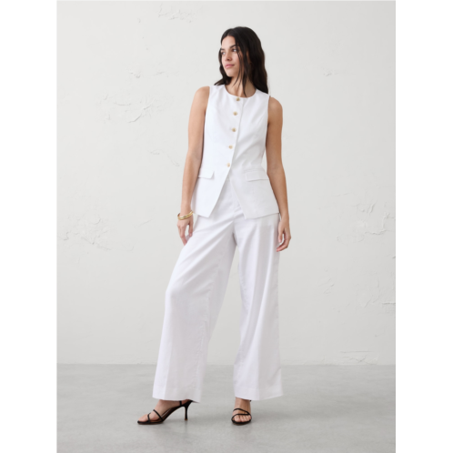 bananarepublic Linen-Blend Long Cutaway Vest