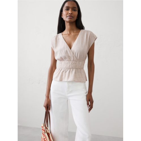 bananarepublic Linen-Blend Elastic Surplice Top