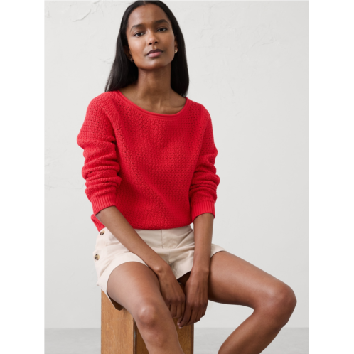 bananarepublic Cotton Boatneck Crochet Sweater