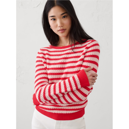 bananarepublic Cotton Boatneck Crochet Sweater