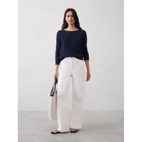 bananarepublic Cotton Boatneck Crochet Sweater