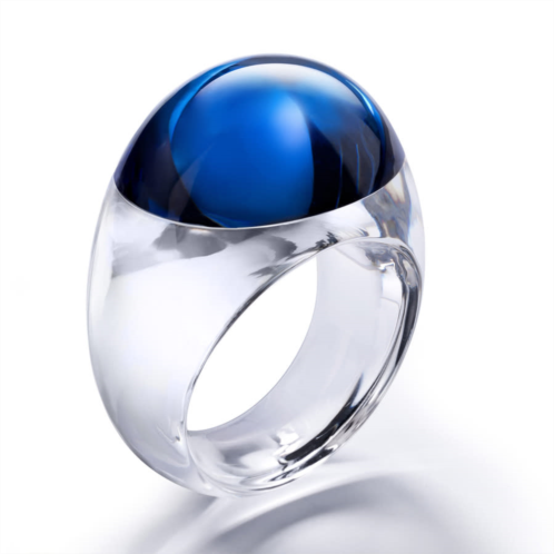 Baccarat Tango Blue Crystal Ring Size 5.75