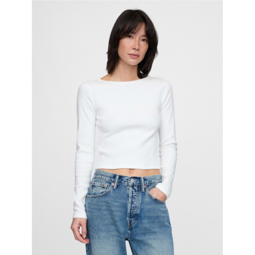 Gap Heavyweight Rib Boatneck Crop T-Shirt
