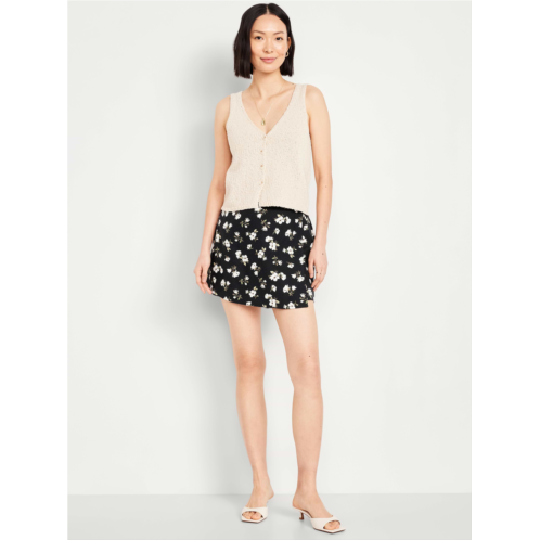 OldNavy High-Waisted Linen-Blend Mini Skort