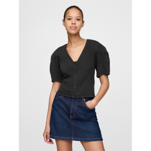 Gap Denim Barrel-Sleeve Crop Shirt