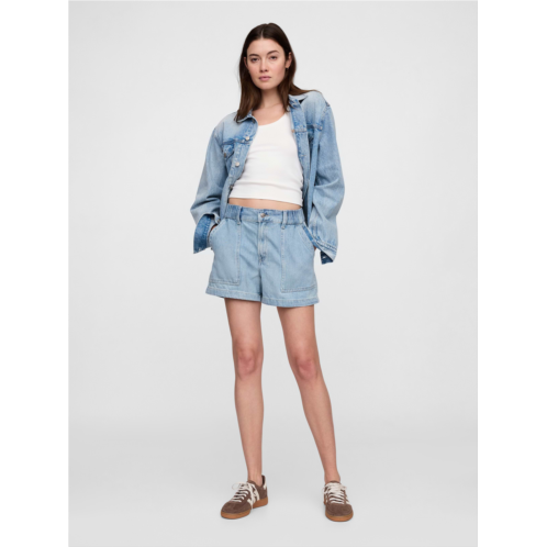 Gap 4 High Rise SuperSoft Denim Utility Shorts