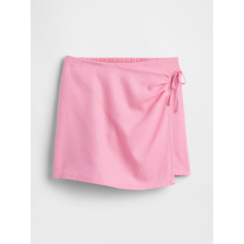 Gap Kids Linen-Blend Wrap Skort