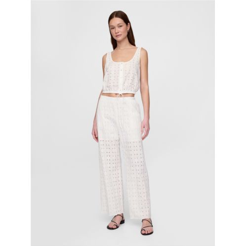 Gap Mid Rise Eyelet Easy Wide-Leg Pants