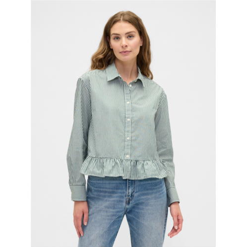 Gap Relaxed Cropped Poplin Peplum Shirt