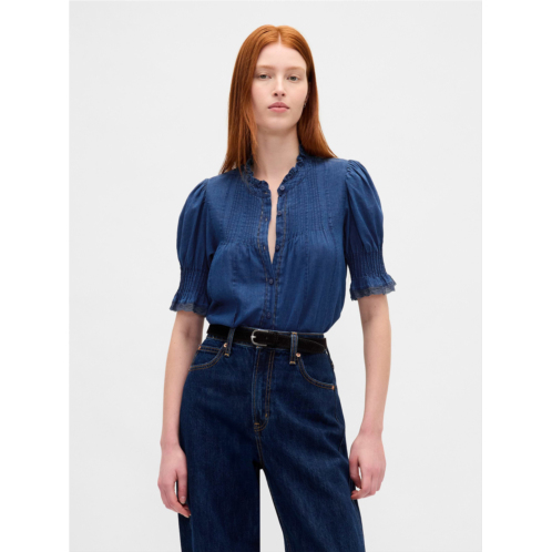Gap Ruffle Pintuck Shirt