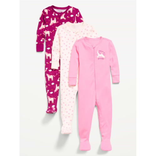 OldNavy Snug-Fit 2-Way-Zip Pajama One-Piece 3-Pack for Toddler & Baby
